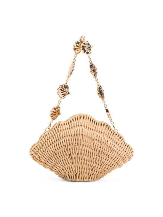 Haute Hippie Handbags - Haute Hippie | Woven SeaShell-Shaped Shoulder Bag in Natural NEW